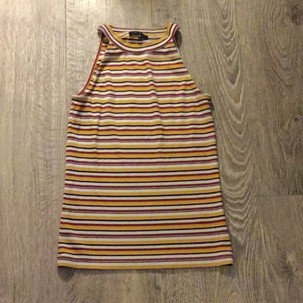 Red yellow white and black halter top